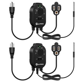 Gulfmew 2 Pack Thermostat Outlet for Heater, Temperature Controller Outlet with 4.9FT Power Cord, Heating and Cooling Thermostat Outlet with Temperature Probe for Space Heater, Greenhouse Fan