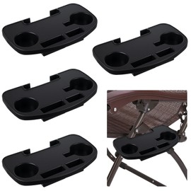 AceOrbit 4 Pieces Zero Gravity Chair Tray Beach Chair Cup Holder Attachment Universal Clip on Multifunctional Recliners Table with Mobile Device Slot and Snack Tray/Black