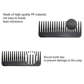 NuAngela Wide Tooth Hair Comb No Static, Detangling Styling Comb For Thick Long Curly Hair, No Handle Round Teeth, Reduce Hair Loss&Breakages, Shower Shampoo Detangler Comb For Women Men (Black Pink)