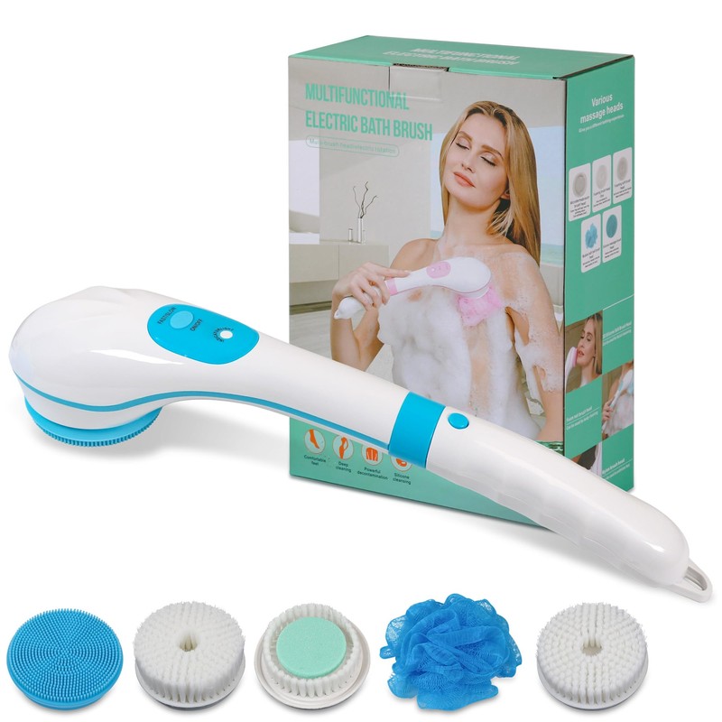 OWIIZI Electric Bath Brush Back Scrubber for Shower, Detachable Long
