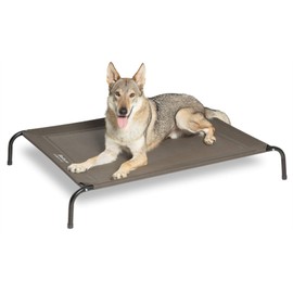 Bedsure Large Elevated Outdoor Dog Bed - Raised Dog Cots Beds for Large Dogs, Portable Indoor & Outdoor Pet Hammock Bed with Skid-Resistant Feet, Frame with Breathable Mesh, Brown, 49 inches