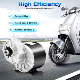 Gear Reduction, 24V 350W Electric Motor with 9 Tooth Sprocket, 300 RPM Electric Reduction Motor for Scooter Go Kart Bicycle
