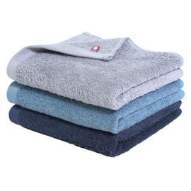 Imabari Towel Face Towel, Set of 3, [Soft Medium Thick Type] Water Absorption, Quick Drying, Made in Japan, 13.4 x 31.5 inches (34 x 80 cm), 100% Cotton (Smoky Blue, Navy, Gray)
