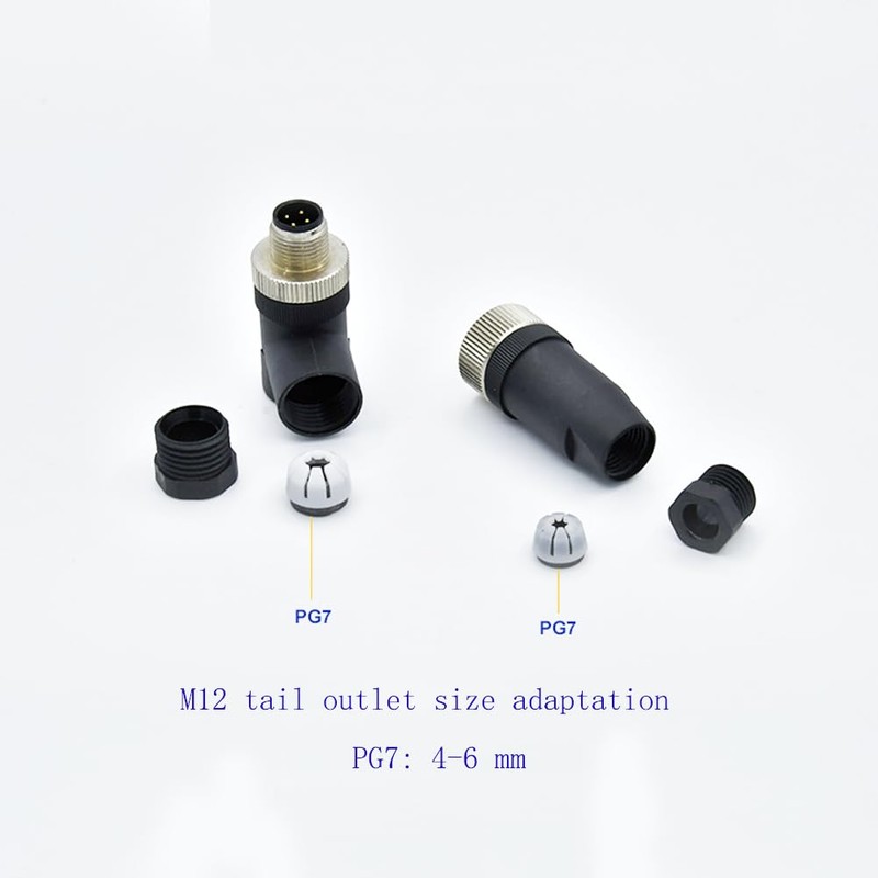 M12 Connector 5-Pin A Coded 90 Degree Circular Connector 5