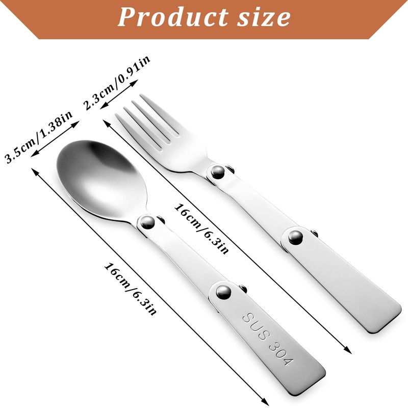 Nogeqi Set of 2 Stainless Steel Folding Spoons for Yoghurt