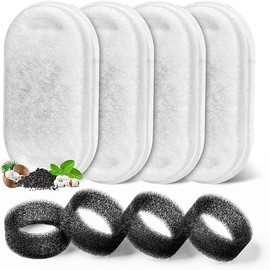 4 Pack Cat Water Fountain Triple Filter with 4 Pre-Filter Sponges, Cat Fountain Replacement Filters, Pet Cat Drinking Fountain Filters Fit for Stainless Steel 3.2L/108Oz Pet Drinking Fountain