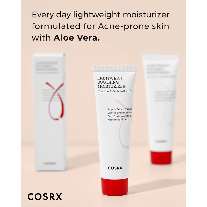 COSRX AC Collection Lightweight Soothing Moisturiser, 80 ml, Aloe Vera