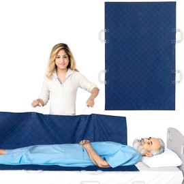 Moonsea Positioning Bed Pad with Handles (34"x52"), Waterproof Incontinence Bed Pads for Elderly, Washable Transfer Sheet for Turning, Lifting & Repositioning, Fast Drying