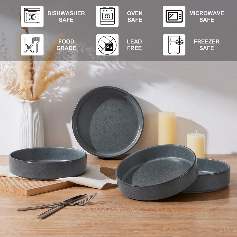 Pasta Bowls Set of 4, 35oz Large Ceramic Bowl Plates,