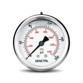 SENCTRL 0-200 Psi Glycerin Liquid Filled Pressure Gauge, 2.5" Dial Size, 1/4" NPT Back Mount, Stainless Steel Case, for Water Oil Pressure Test in Pipe Pool Pump Sand Filter Air Compressor