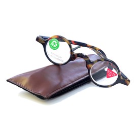 Cecilia, Premium Reading Glasses, High End Readers +1.25 to +3 Magnifying, Circle Optical Frames. Round Tortoise Brown. NY Fifth Avenue.