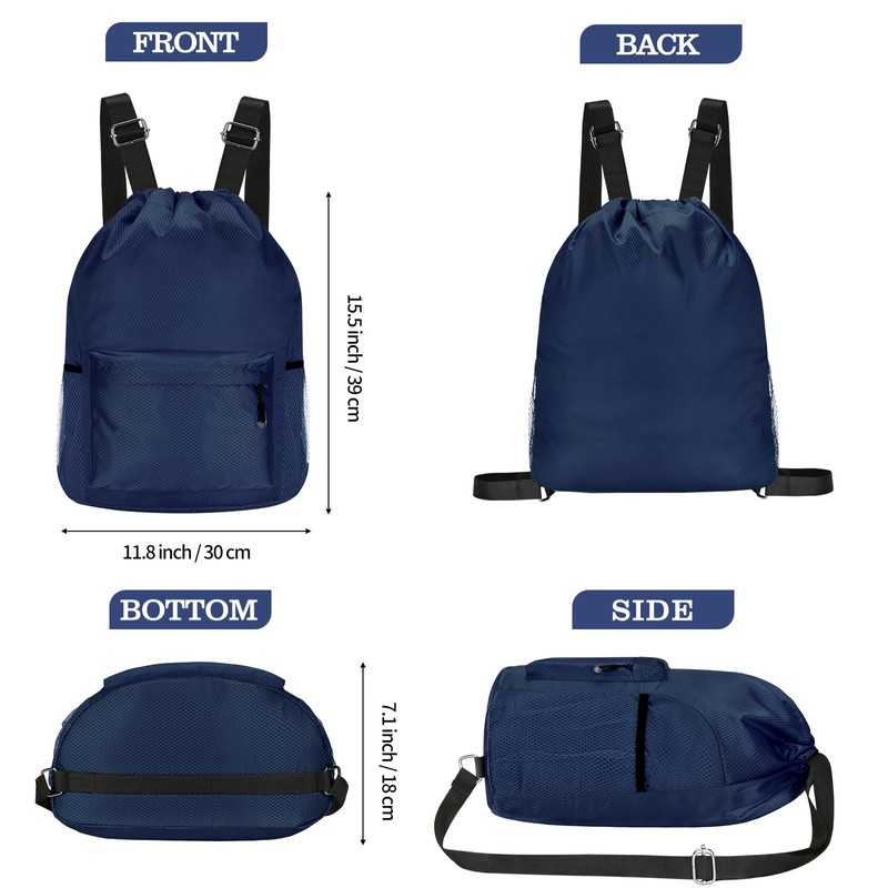 Waterproof Drawstring Bag, Lightweight String Backpack with Water Bottle Holder