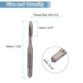 uxcell Spiral Point Plug Threading Tap M3 x 0.5 Thread, Ground Threads H2, M35 High Speed Steel Cobalt, Heat Coloring, Metric Screw Taps Tapping Bit for Thread Repair