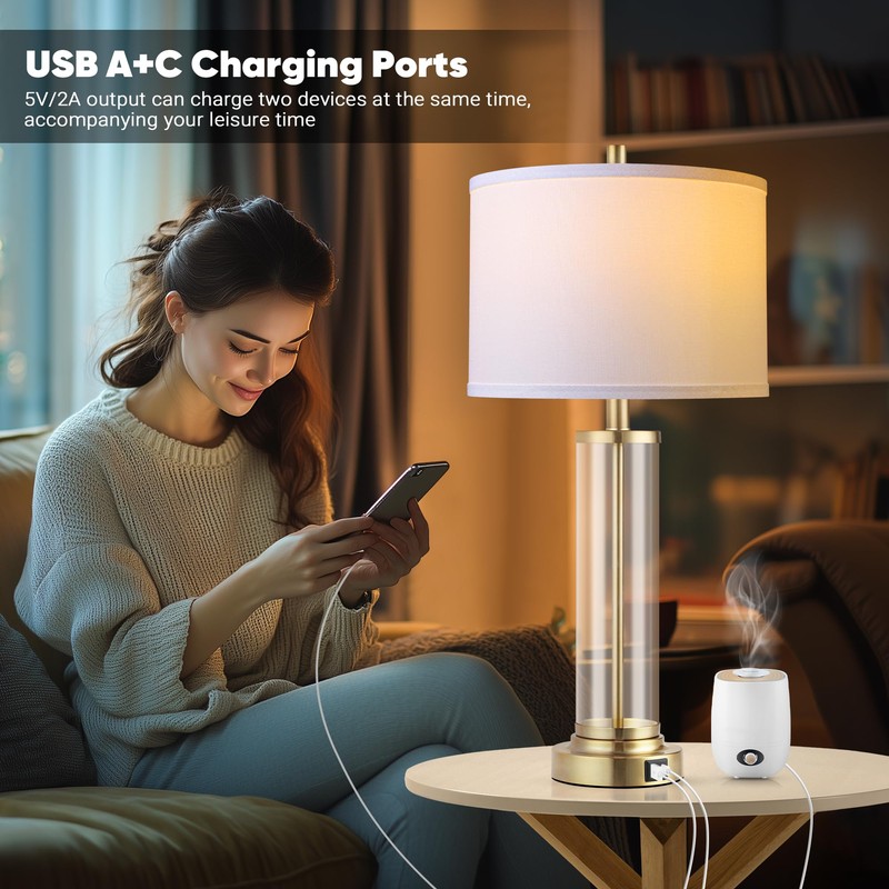 QiMH Lamps for Bedrooms Set of 2, Touch Control Table