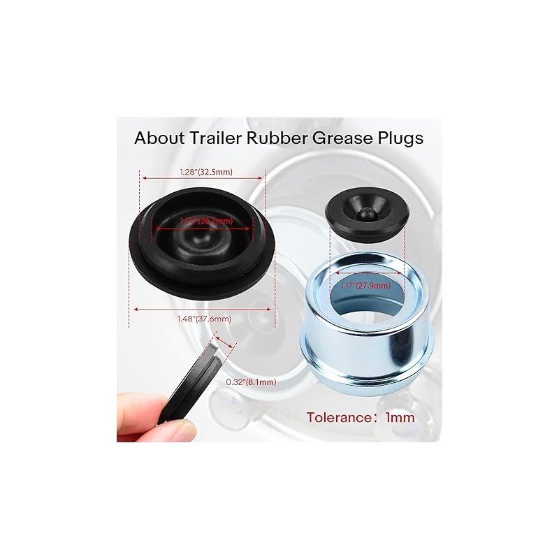 4-Pack EZ-Lube Axle Grease Plugs - Trailer Hub Cap Rubber