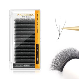 NAGARAKU 3D W Shape Eyelash Extension Supplies Natural Soft Volume 0.07mm L curl 14mm Premade Fans Faux Mink Matte Black Cluster Easy Fanning False Lashes