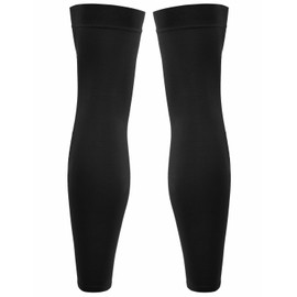 Przewalski Cycling Leg Warmers Fleece Lined Thermal Long Leg Sleeves Cycling Bicycle MTB Riding Leg Warmers, Black, Small