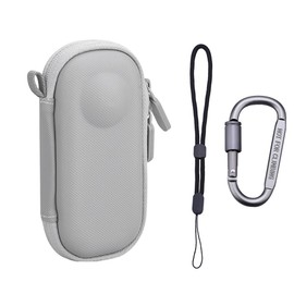 Flymile Mini Carrying Case for Insta360 X3/X2,Portable PU Leather Shell and Plush Linning Protective Case,Scratchproof Dustproof Storage Bag for Action Camera Accessory (Grey)…