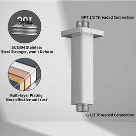 KATAIS Brushed Nickel Shower Arm with Flange, 4 Inch Ceiling Mounted Shower Head Extension Pipe Arm For Fixed Shower Head and High Pressure Rain