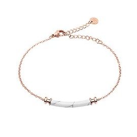 PAUL HEWITT Womens Rose Rose Gold Bracelet Starboard – Rose Rose Gold-Plated Stainless Steel Womens Bracelet with Maritime Pendant (White Marble) - Stunning Stainless Steel Bracelet for Women