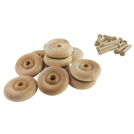 Wood Wheels - 24 Pack with Free Axle Pegs - Made in USA (2" Diameter)