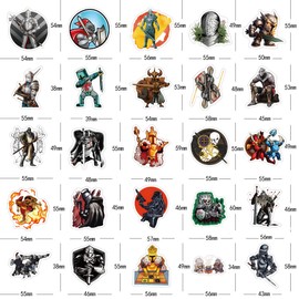 Knight Stickers 60pcs Spirit Decals Aesthetic Waterproof Vinyl Pack Stickers for Water Bottle Laptop Adults Phone Skateboard DIY Decorative Supplies Activities Party