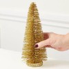 Unbranded Set of 2 Miniature Sparkling Gold Glittered Bottle Brush