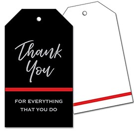 25 Firefighter Appreciation Thank You Tags - Thin Red Line