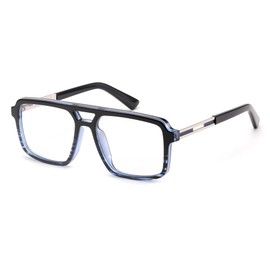 FEISEDY Retro 70s Blue Light Filter Glasses Men Women Square Blue Light Blocking Computer Glasses Gaming Glasses B0209, Black-Blue Stripes