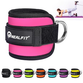 NEALFIT Ankle Strap for Cable Machine, Gym Ankle Cuff for Kickbacks, Leg Extensions, Glute Workouts, Booty Hip Abductors Exercise for Women and Men (Single, Pink)