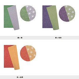 さざら織両面ふろしき 二巾 鮫小紋/麻葉 朱×金茶 20-030013