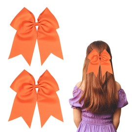 2 Pack 8 inch Large Hair Bows for Women Girls Hair Ribbon Bow Hair Clips, Orange Hair Bow