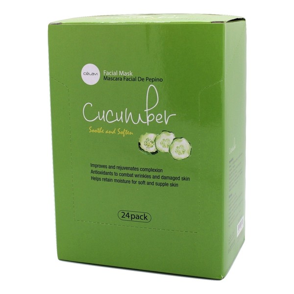 Celavi Essence Facial Mask Paper Sheet Korea Skin Care Moisturizing 24 Pack (Cucumber)