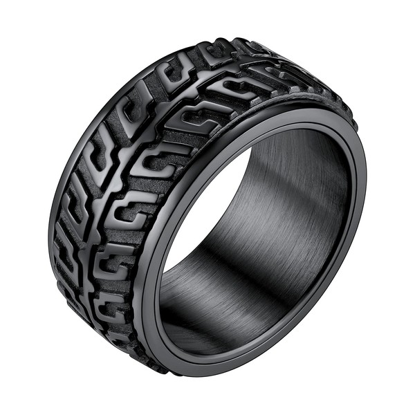 Black Spinner Ring Cool Car Motorcycle Tire Tread Biker Rings