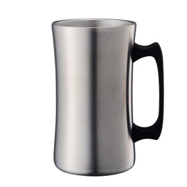 Doshisha Drinking Mega Stein, 0.3 gal (1.0 L), Silver, Black Handle