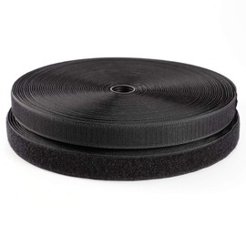 5/8' Wide x 10 Meters Black Sew On Hook and Loop Tape Fastening Nylon Fabric Tape (Black, 5/8' x 10 Meters)