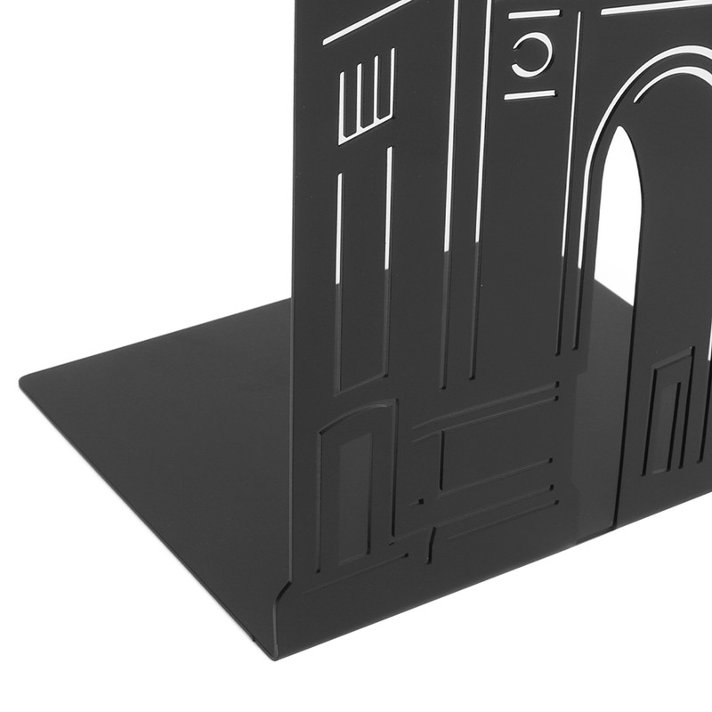 4 Pcs Metal Bookends Anti Slip Exquisite Unique Design Black