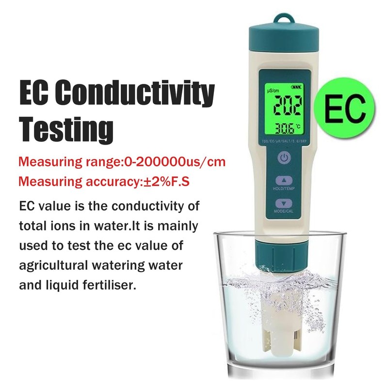 B-Qtech Digital Water Quality Tester 8 in 1, PH/TDS/EC/ORP/S.G/H2/SALT/TEMP Tester,