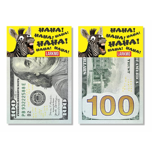 Larkmo The Pranking Zebra Funny $100 Gag, Realistic One Hundred