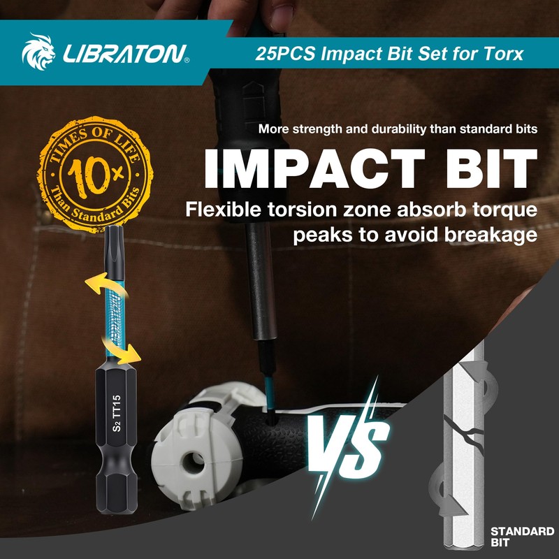 LIBRATON Security Torx Bit Set, 25-Piece Tamper Proof Star Bits
