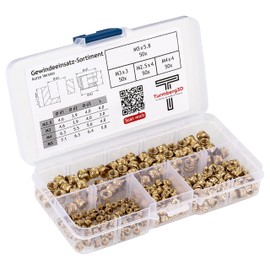 Turmberg3D - Threaded insert assortment short M2.5 / M3 / M4 / M5 (50/50/50/50 pieces) (assortment box short)