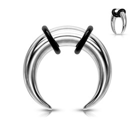 Pierced Owl - 8-14GA Stainless Steel Basic Septum Pincher Nose Ring with 2 Black O-Rings, Metal, no gemstone