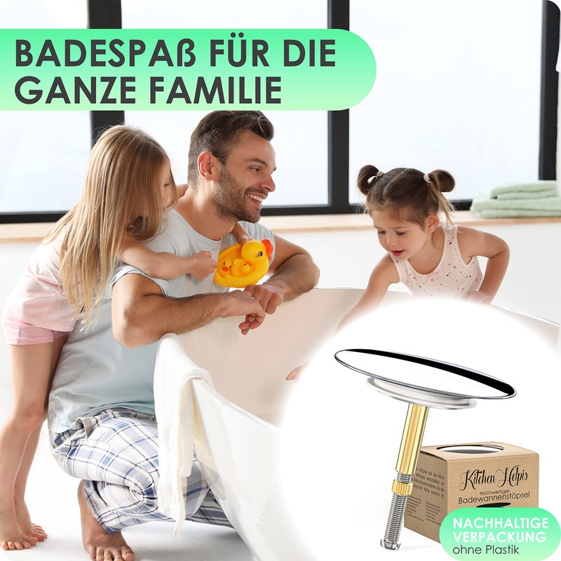 Kitchen Helpis® Universal Bath Plug, Diameter 72 mm Plug, Rustproof