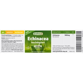 Greenfood Echinacea, 500 mg, high dose, 180 tablets, vegan