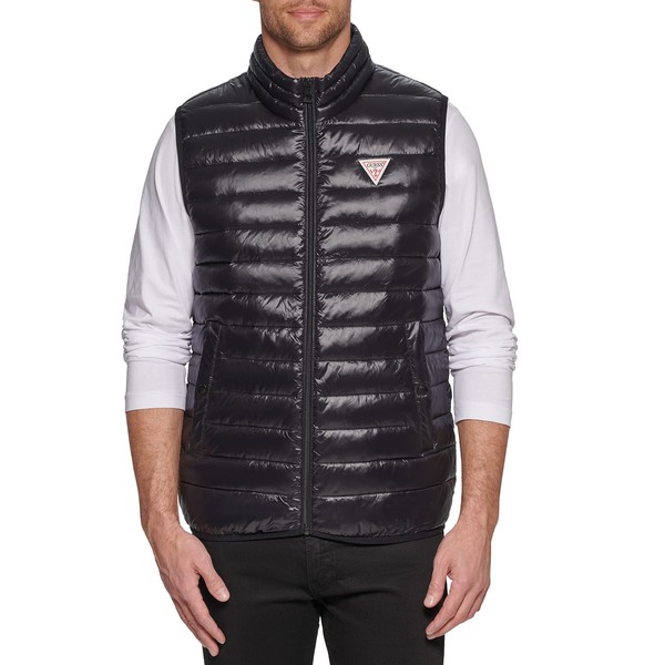 GUESS Men's Essential Light Weight Transitional Vest, Black, XLarge