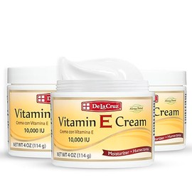 De La Cruz Crema hidratante de vitamina E para rostro y cuello, cuidado de la piel hidratante para todo tipo de piel, fabricado en Estados Unidos, 4 onzas (paquete de 3)