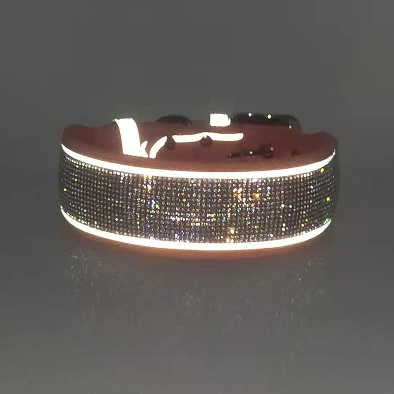 Serijoars Rhinestone Dog Collar, Dazzling Sparkling Soft Comfortable Reflective Large