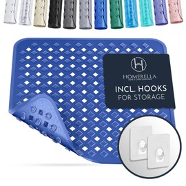 Homerella Shower Mat Skin-Sensitive 53 x 53 cm Includes Hanging Brackets Non Slip Shower Mats for Inside Shower BPA-Free Latex-Free Shower Mat Non Slip Anti Mould and Machine Washable