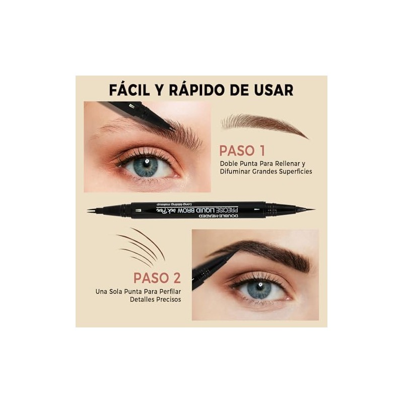 LEKOU 2PCS Lápiz De Cejas De Doble Punta, Natural, De