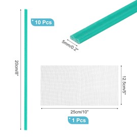 MECCANIXITY 10pcs 8 Inch Plastic Welding Rods, PVC Welding Sticks with Stainless Steel Mesh for Repairing Plastic Bumpers, Kayaks, Green